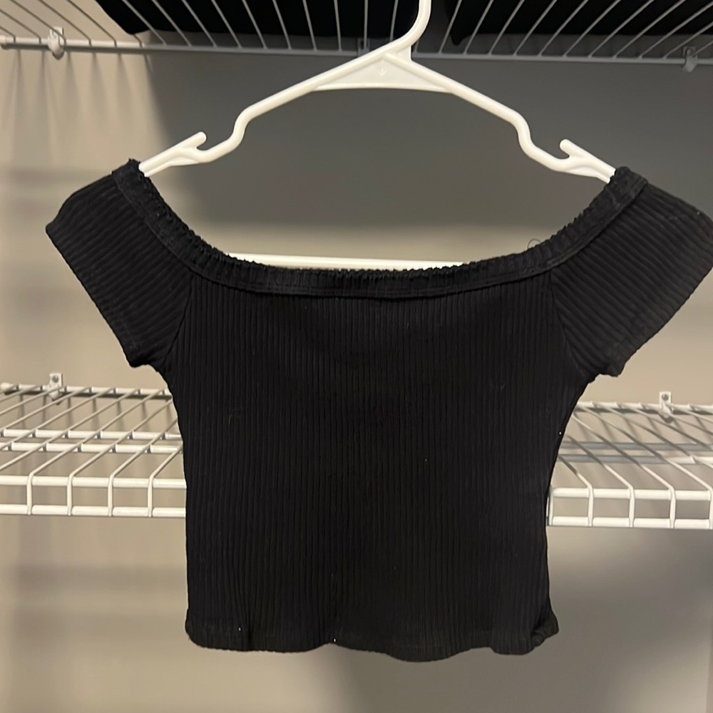 Urban Outfitters Black Ribbed Crop Top Size Small